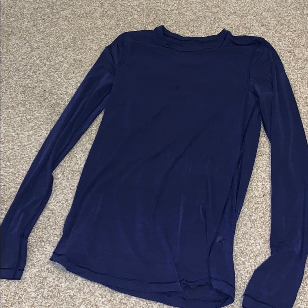 Blue Sheer long sleeve lulu top